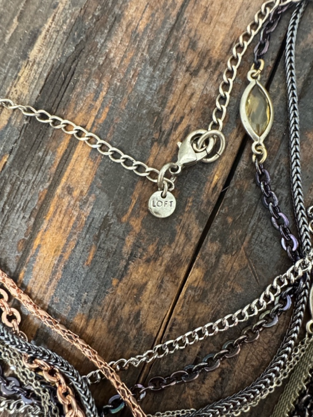 Ann Taylor LOFT Multi-Strand Mixed Metals Long Layering Necklace - Picture 3 of 3